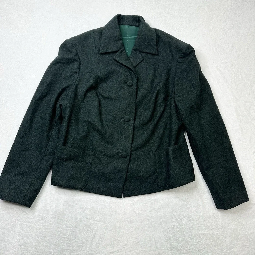Vintage Wool Jacket Womens Small Hunter‎ Green Handmade Japan 40s 50s Jan Welch